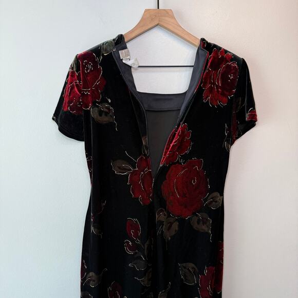 Worthington Petite Women's Vintage Floral Print Velvet Midi Dress Size 8P - Picture 7 of 8